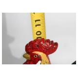 Pair of 2 Cast Iron Rooster and Hen Doorstops
