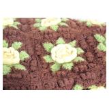 Handmade Crocheted Afghan with Floral Design