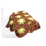 Handmade Crocheted Afghan with Floral Design