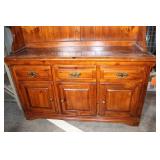 Solid Wood Hutch Cabinet with Glass Doors and Drawers