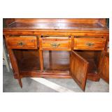 Solid Wood Hutch Cabinet with Glass Doors and Drawers