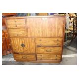Vintage Wooden Cabinet with Multiple Drawers and Compartments