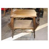 Antique Wooden Side Table with Storage Shelf