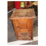 Vintage Wood Nightstand with Cabinet and Drawers