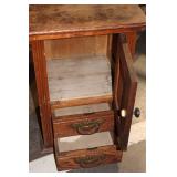 Vintage Wood Nightstand with Cabinet and Drawers