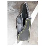 Vintage Black Wooden Magazine Rack with Floral Accent