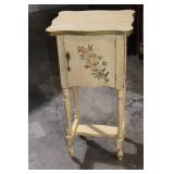 Vintage Wooden Bedside Table with Floral Design