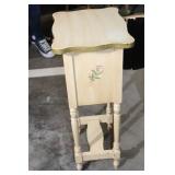 Vintage Wooden Bedside Table with Floral Design