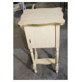 Vintage Wooden Bedside Table with Floral Design