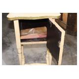 Vintage Wooden Bedside Table with Floral Design