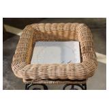 Woven Wicker Plant Stand with Metal Base