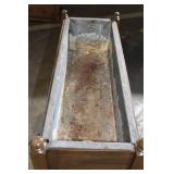 Vintage Wooden Planter Stand with Metal Liner