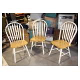 Set of 3 Wooden Dining Chairs with White Frame