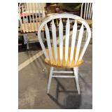 Set of 3 Wooden Dining Chairs with White Frame