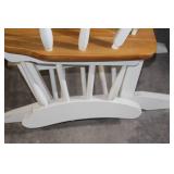 White Wooden Rocking Chair with Natural Wood Seat