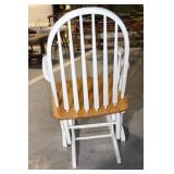 White Wooden Rocking Chair with Natural Wood Seat
