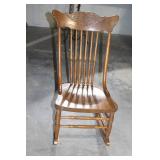 Vintage Wooden Rocking Chair with Decorative Backrest