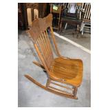 Vintage Wooden Rocking Chair with Decorative Backrest
