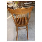 Vintage Wooden Rocking Chair with Decorative Backrest