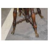 Antique Wooden Stool with Floral Embroidered Cushion