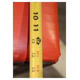 Vintage Red Upholstered Wooden Bench