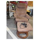 Brown Suede Recliner Chair with Ottoman and Massage Function