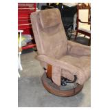 Brown Suede Recliner Chair with Ottoman and Massage Function