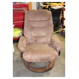 Brown Suede Recliner Chair with Ottoman and Massage Function