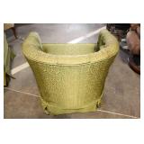 Pair of Vintage Green Upholstered Barrel Chairs