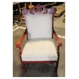 Antique Wooden Armchair and Settee Set with Carved Detailing