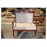 Antique Wooden Armchair and Settee Set with Carved Detailing