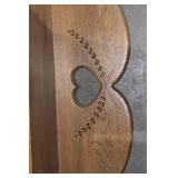Wooden Wall-Mounted Coat Rack with Heart and Leaf Carving