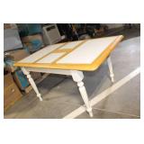 Expandable Wood and Tile Dining Table with Leaf