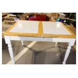 Expandable Wood and Tile Dining Table with Leaf