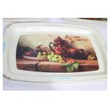 Set of 10 Vintage Decorative Serving Trays with Floral and Fruit Designs