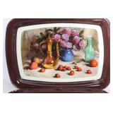 Set of 10 Vintage Decorative Serving Trays with Floral and Fruit Designs