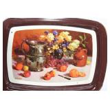 Set of 10 Vintage Decorative Serving Trays with Floral and Fruit Designs