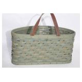 Longaberger Handwoven Basket with Lid and Woven Trim Basket Set