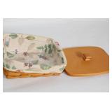 Longaberger Handwoven Basket with Lid and Woven Trim Basket Set