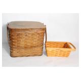Set of 2 Woven Wood Baskets with Handles