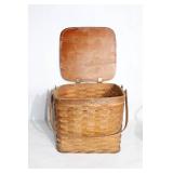 Set of 2 Woven Wood Baskets with Handles