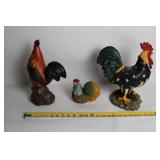 Set of 3 Decorative Rooster Figurines with Americana Theme