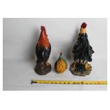 Set of 3 Decorative Rooster Figurines with Americana Theme