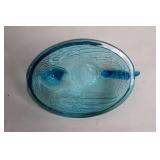Vintage Blue Glass Hen on Nest Candy Dish