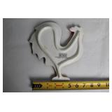 Set of 4 Ceramic Rooster Figurines and Tray