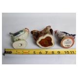 Set of 4 Ceramic Rooster Figurines and Tray