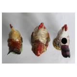 Set of 4 Ceramic Rooster Figurines and Tray