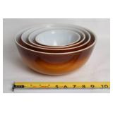 Set of 4 Vintage Pyrex Autumn Harvest Mixing Bowls