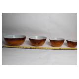 Set of 4 Vintage Pyrex Autumn Harvest Mixing Bowls