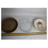 Set of 3 Assorted Baking Pie Dishes - Pyrex, Stoneware, and Pampered Chef
